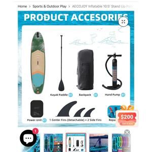 AECOJOY Inflatable 10.5' Stand Up
Paddle Board w Strapped Seat Premium SUP Board